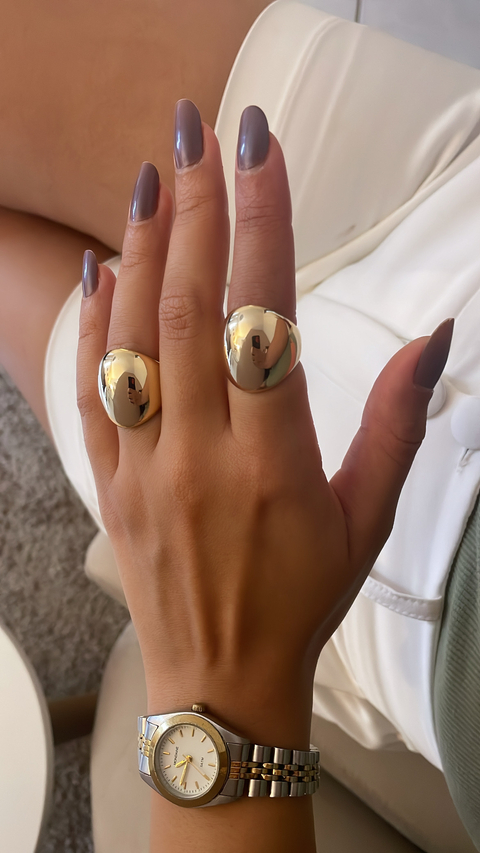 Anel Oval Liso Sophia Banhado a Ouro 18k - comprar online