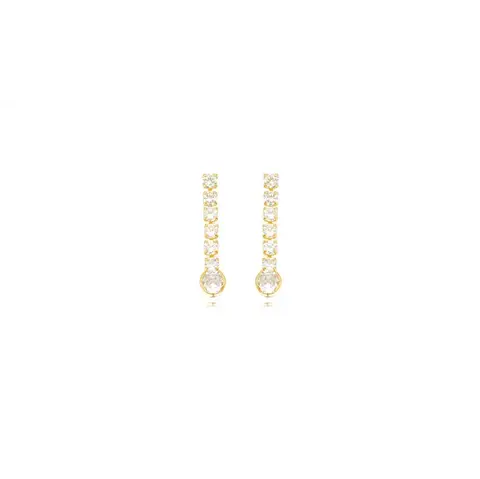Brinco Fio de Zircônias Banhado a Ouro 18k