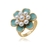 Anel Ju Flor Azul Resinada com Pérolas Banhado a Ouro 18k - comprar online