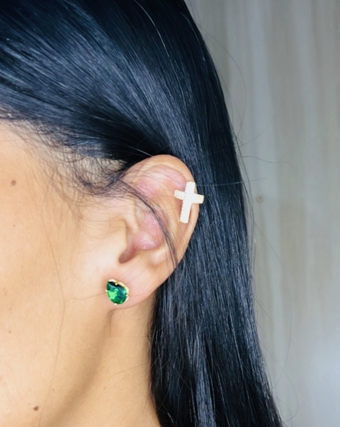 Brinco folheado a Ouro 18k com pedra zirconia