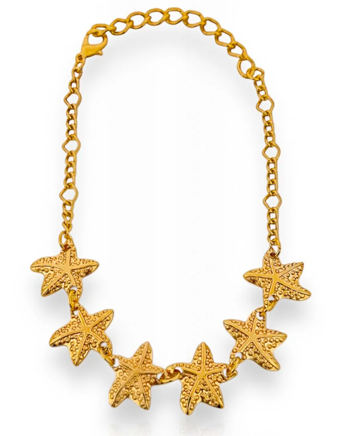 Tornozeleira Folheado a Ouro 18k Estrela do Mar Texturizada