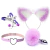 KIT RABO POMPOM COM TIARA DE ORELHAS GRAMPOS DE SEIOS E GARGANTILHA LILÁS GENERAL IMPORT