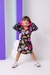 Vestido Inverno Preto Estampado - Framboesa for Kids