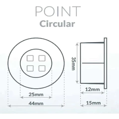 LUMINÁRIA LED POINT CIRCULAR 1,5W 110/220V LUZ QUENTE 3000K PRETO - LEDLINE - comprar online