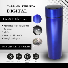 Garrafa Térmica Digital 500ml Premium em Aço Inox com Termômetro Digital Monitorar Temperatura Display Digital Visor Led na internet
