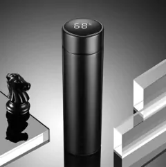 Imagem do Garrafa Térmica Digital 500ml Premium em Aço Inox com Termômetro Digital Monitorar Temperatura Display Digital Visor Led