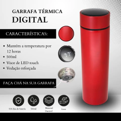 Garrafa Térmica Digital 500ml Premium em Aço Inox com Termômetro Digital Monitorar Temperatura Display Digital Visor Led - comprar online