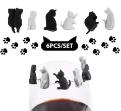 Marcador de Taças de Gatos com 6 Peças Marcador de Xícaras e Segura o Saquinho de Chá Marcador de Copos - comprar online
