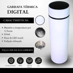 Garrafa Térmica Digital 500ml Premium em Aço Inox com Termômetro Digital Monitorar Temperatura Display Digital Visor Led - comprar online