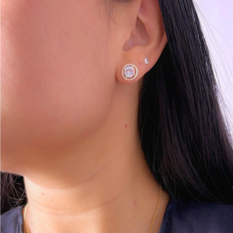 Conjunto Ponto de Luz Redondo borda cravejada