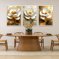 TRIO DE QUADROS FLORAIS MIRIAM - comprar online