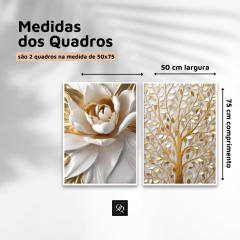 DUPLA DE QUADROS FLORAL E ÁRVORE DA VIDA - loja online
