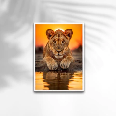 Imagem do QUADRO LEOA POR DO SOL