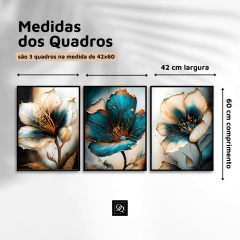 TRIO DE QUADROS ABSTRATOS BELAS FLORES I - Quadros & Quadrinhos