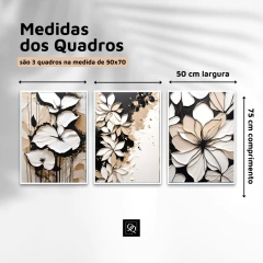 TRIO DE QUADROS ABSTRATOS FLORES NUDE na internet