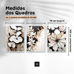 TRIO DE QUADROS ABSTRATOS FLORES NUDE - loja online