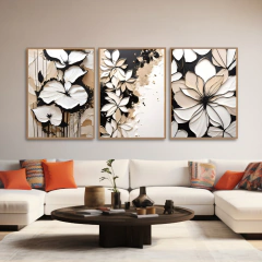 TRIO DE QUADROS ABSTRATOS FLORES NUDE na internet