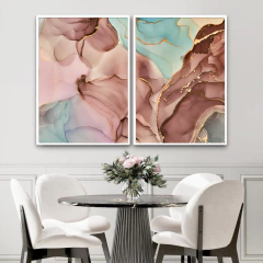 DUPLA DE QUADROS ABSTRATO GOIABA na internet