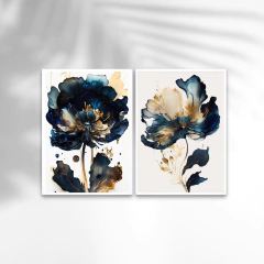 DUPLA DE QUADROS FLORES AZUL - comprar online