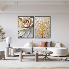 Imagem do DUPLA DE QUADROS FLORAL E ÁRVORE DA VIDA