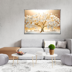 QUADRO ÁRVORE DA VIDA WHITE GOLD