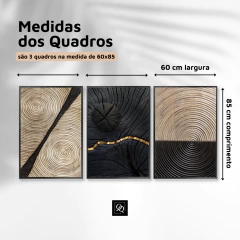TRIO DE QUADROS ABSTRATO PRETO E DOURADO na internet