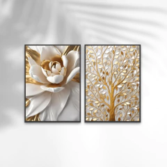 DUPLA DE QUADROS FLORAL E ÁRVORE DA VIDA na internet