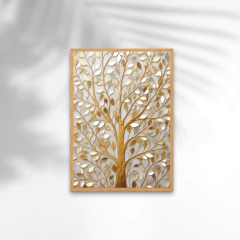 QUADRO ÁRVORE DA VIDA DOURADA E BRANCA 1 - comprar online