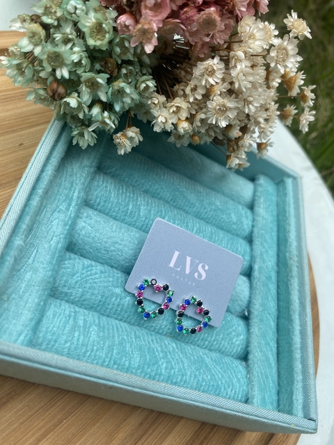 Brinco Coração Colorido