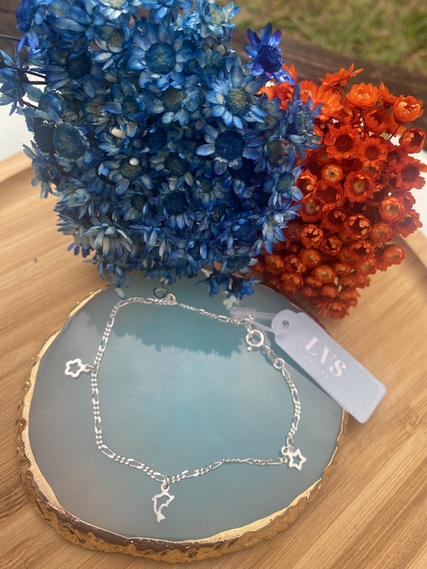 Pulseira Flor, Golfinho, Estrela e Coração