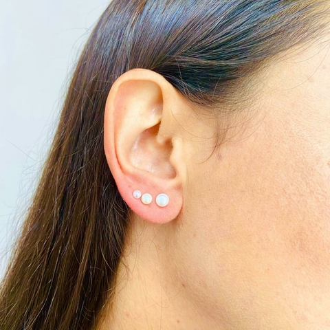 Brinco de Prata Trio Pérola Água Doce 3mm, 5mm e 6mm - comprar online