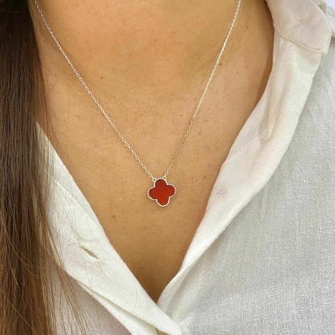 Colar de Prata Cornalina Insp.VCleef - comprar online