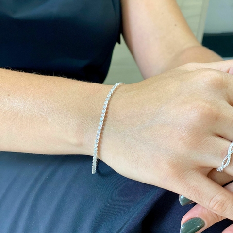 Pulseira de Prata Riviera Separada Cravejada 3,0mm - comprar online