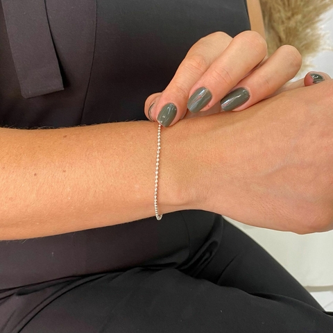 Pulseira de Prata Bolinhas Diamantadas - comprar online