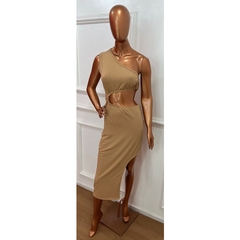 Imagem do Vestido Midi com detalhe de Argola com Fenda Lateral Longo LVC18