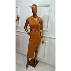 Imagem do Vestido Midi com detalhe de Argola com Fenda Lateral Longo LVC18