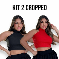 Kit 2 Cropped de Gola Alta sem Manga no Canela Ribana Várias Cores - Dona Caah Conceito