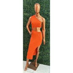 Vestido Midi com detalhe de Argola com Fenda Lateral Longo LVC18 - comprar online