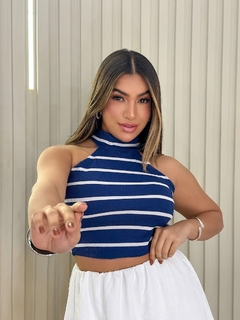 Cropped Gola Alta Listrado Modelo Novo - Dona Caah Conceito