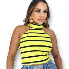 Cropped Gola Alta Listrado Modelo Novo na internet