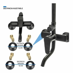 Griferia Monocomando Ducha Cuadrada Duchador Transferencia Color Negro Mate - comprar online