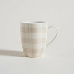 MUG DE PORCELANA GINGHAM BEIGE 340 ML X6