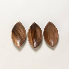 SET DE 3 COPETINEROS HOJAS ACACIA MANILA BLACK 15X9 CM - comprar online