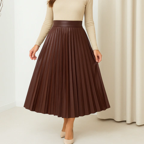 Saia Midi Plissada de Cirre - Elegância e Conforto em Cada Movimento - comprar online
