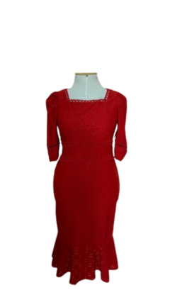 VESTIDO MIDI LESE COM BABADO E MANGA FOFA na internet
