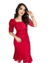 VESTIDO MIDI LESE COM BABADO E MANGA FOFA