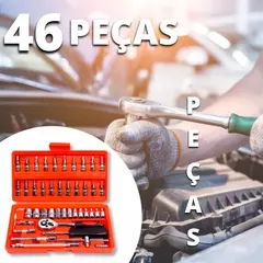 Kit De Ferramentas 46 Peças Jogo De Soquetes Chave Catraca Reversível Com Maleta - comprar online
