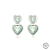 Brinco Dois Corações de Zircônia Aquamarine Semijoia Ródio Branco - comprar online