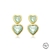Brinco Dois Corações de Zircônia Aquamarine Semijoia Ouro - comprar online