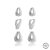 Brinco Trio Argola Curvada Lisa Semijoia Ródio Branco - comprar online